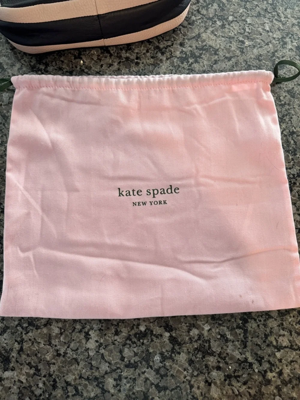 kate spade Black Pebbled Leather Shoulder Bag with Blush Trim